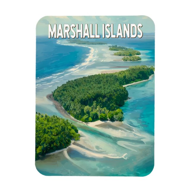 Íman Ilustração de viagem das Ilhas Marshall Arte Vinta (Vertical)