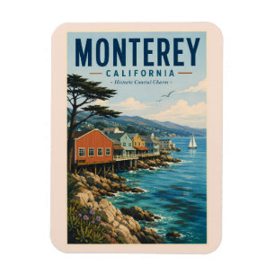Íman Ilustração de Viagem de Arte da Baía de Monterey C