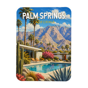 Íman Ilustração de Viagem de Arte de Palm Springs Calif