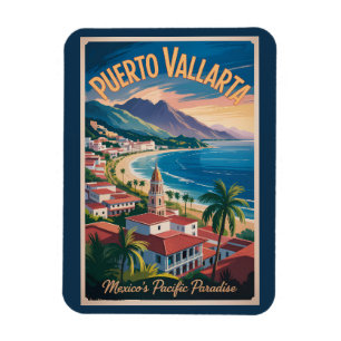 Íman Ilustração de viagem de arte de Puerto Vallarta Mé