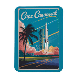 Íman Ilustração de viagem de arte do Cabo Canaveral Fló