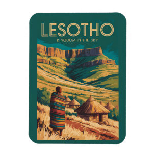 Íman Ilustração de Viagem de Arte Retro de Drakensberg 