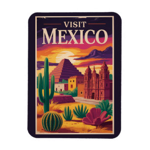 Íman Ilustração de Viagem de Arte Vintage Cultura Méxic