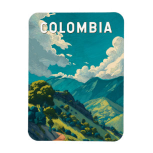Íman Ilustração de Viagem de Arte Vintage da Colômbia