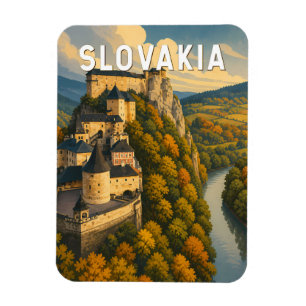 Íman Ilustração de viagem de arte vintage da Eslováquia