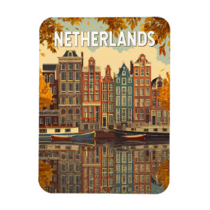 Íman Ilustração de Viagem de Arte Vintage da Holanda