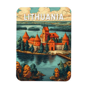 Íman Ilustração de viagem de arte vintage da Lituânia