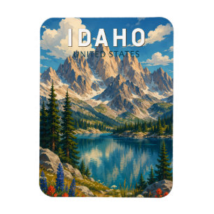 Íman Ilustração de viagem de arte vintage de Idaho