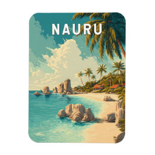 Íman Ilustração de Viagem de Arte Vintage de Nauru
