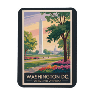 Íman Ilustração de viagem de arte vintage de Washington