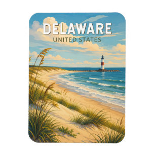 Íman Ilustração de Viagem de Arte Vintage Delaware