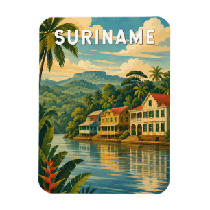 Íman Ilustração de viagem de arte vintage do Suriname