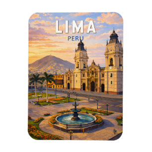 Íman Ilustração de Viagem de Arte Vintage Lima Peru