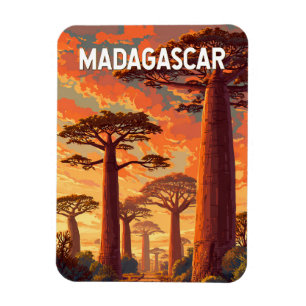 Íman Ilustração de Viagem de Arte Vintage Madagascar