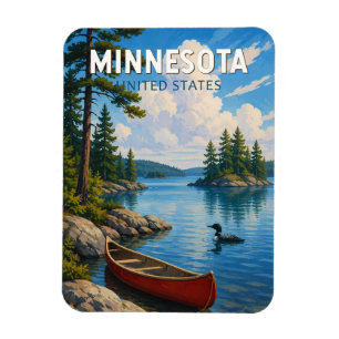 Íman Ilustração de Viagem de Arte Vintage Minnesota