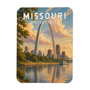 Íman Ilustração de Viagem de Arte Vintage Missouri
