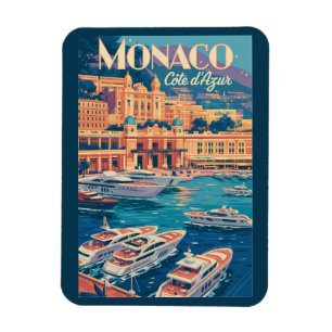 Íman Ilustração de Viagem de Arte Vintage Mônaco Côte d