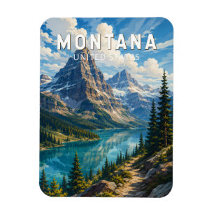 Íman Ilustração de Viagem de Arte Vintage Montana