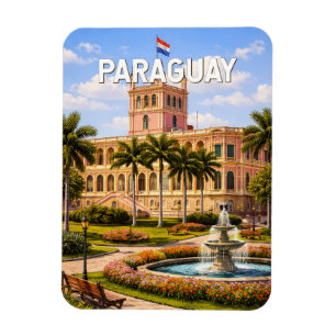 Íman Ilustração de viagem de arte vintage no Paraguai