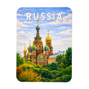 Íman Ilustração de Viagem de Arte Vintage Rússia