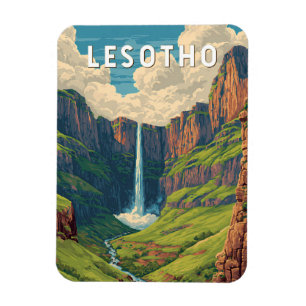 Íman Ilustração de viagem de Lesoto Arte Vintage
