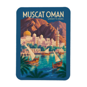 Íman Ilustração de viagem de Muscat Oman Vintage Arte