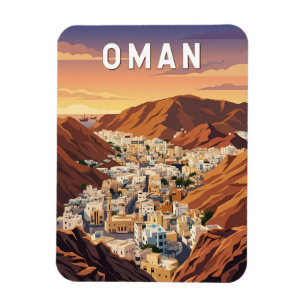 Íman Ilustração de viagem de Omã Arte Vintage