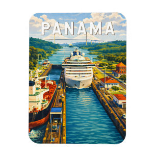 Íman Ilustração de viagem de Panamá Arte Vintage