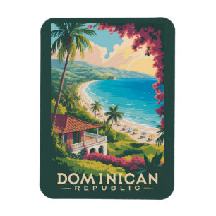 Íman Ilustração de Viagem de Praia da República Dominic