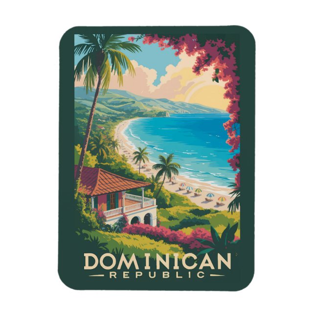 Íman Ilustração de Viagem de Praia da República Dominic (Vertical)