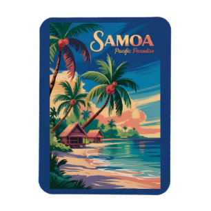 Íman Ilustração de viagem de Samoa em estilo vintage