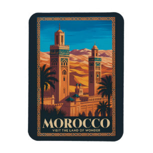 Íman Ilustração de viagem do deserto de Marrocos Arte V
