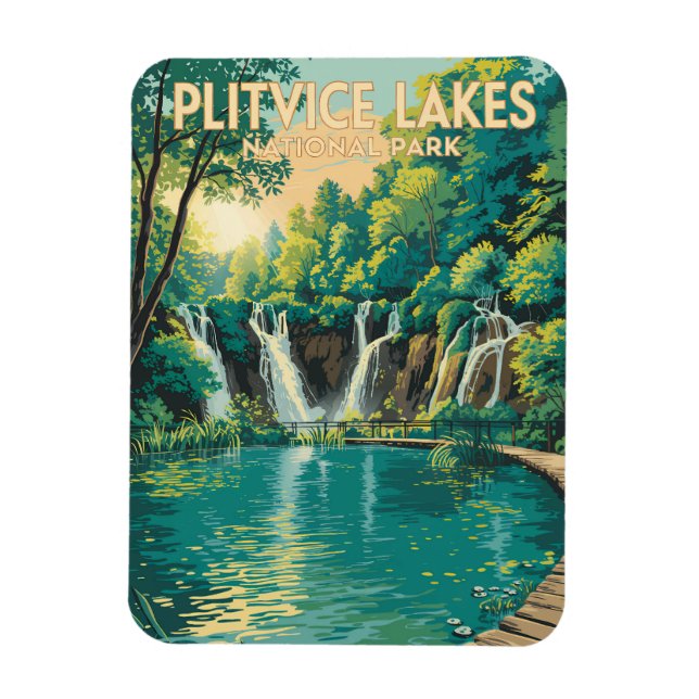 Íman Ilustração de Viagem do Parque Nacional dos Lagos  (Vertical)