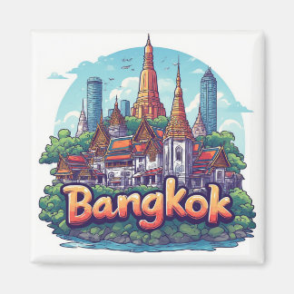 Íman Ilustração de Viagem em Banguecoque com Templos Do