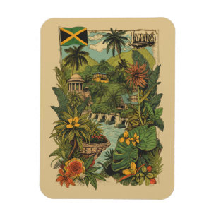 Íman Ilustração de Viagem Jamaica Estilo Vintage