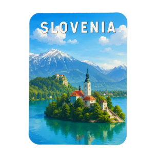 Íman Ilustração de viagem vintage da Eslovênia