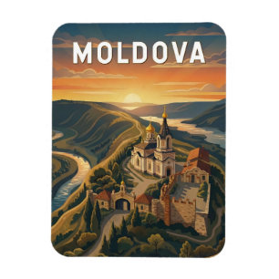 Íman Ilustração de viagem vintage da Moldávia