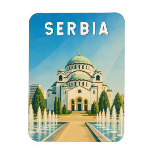 Íman Ilustração de viagem vintage da Sérvia