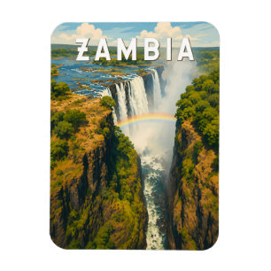 Íman Ilustração de viagem vintage da Zâmbia