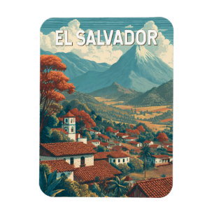 Íman Ilustração de viagem vintage de El Salvador