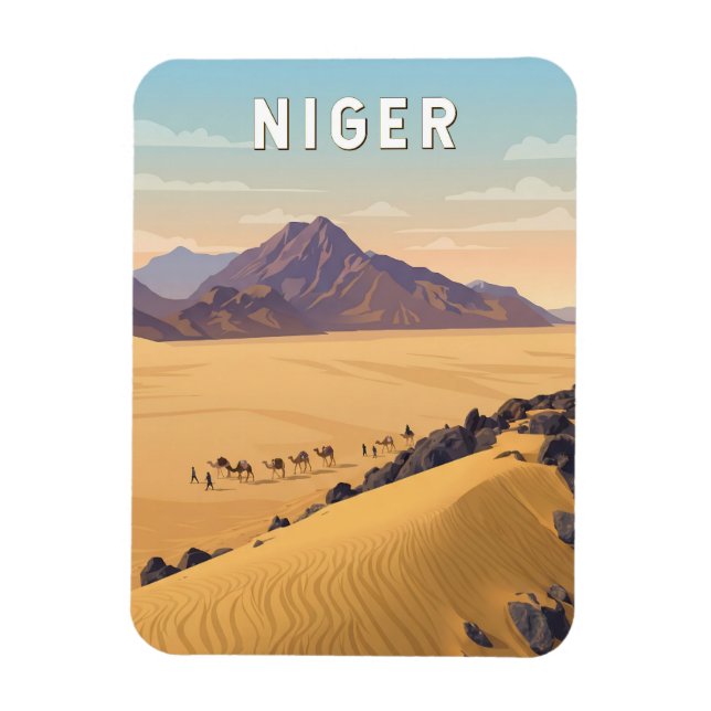 Íman Ilustração de viagem vintage do Níger (Vertical)