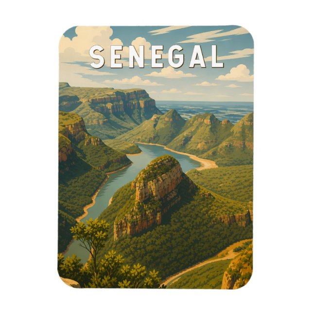 Íman Ilustração de viagem vintage do Senegal (Vertical)