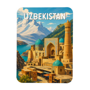 Íman Ilustração de viagem vintage do Uzbequistão