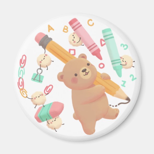 Íman Ilustração de volta às aulas do Teddy (Frente)