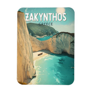 Íman Ilustração de Zakynthos Grécia Viagem Arte Vintage