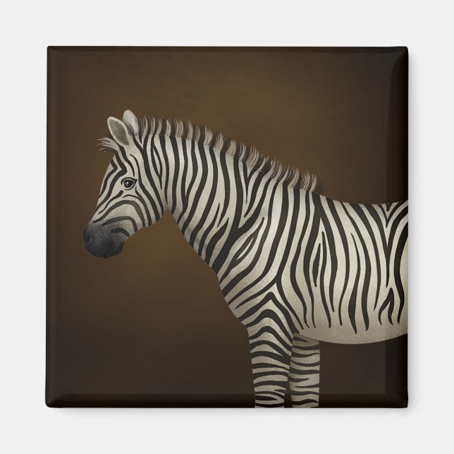 Íman Ilustração de Zebra Vida Selvagem Exótica (Frente)