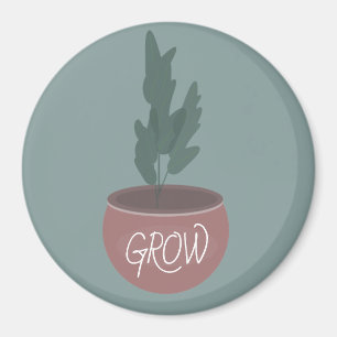 Íman Ilustração Desenhada à Mão de Planta em Vaso Cresc