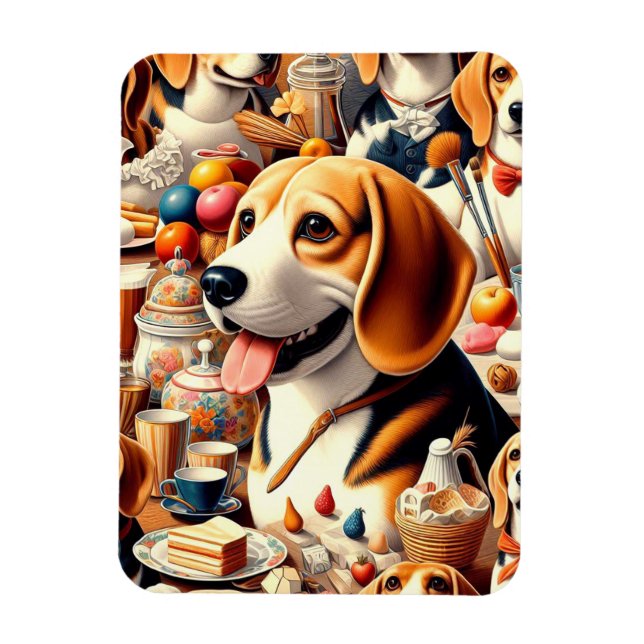 Íman Ilustração do Beagle do Cute Retroativo (Vertical)