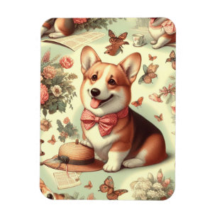 Íman Ilustração do Cardião Vintage Welsh Corgi