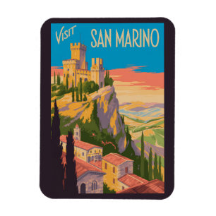 Íman Ilustração do Castelo de São Marinho Viagem Arte V